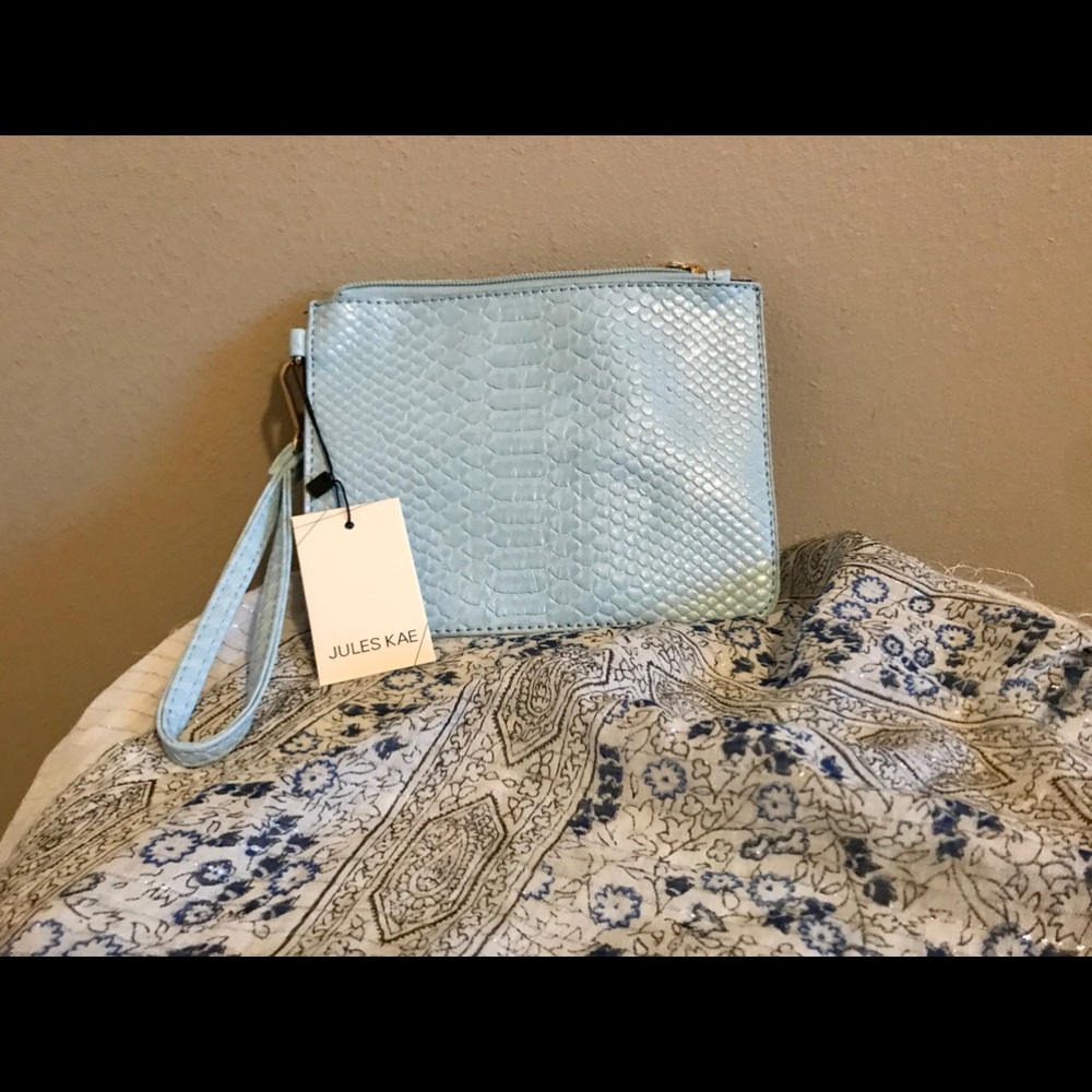 Jules Kae Jen Snake Leather Wristlet
